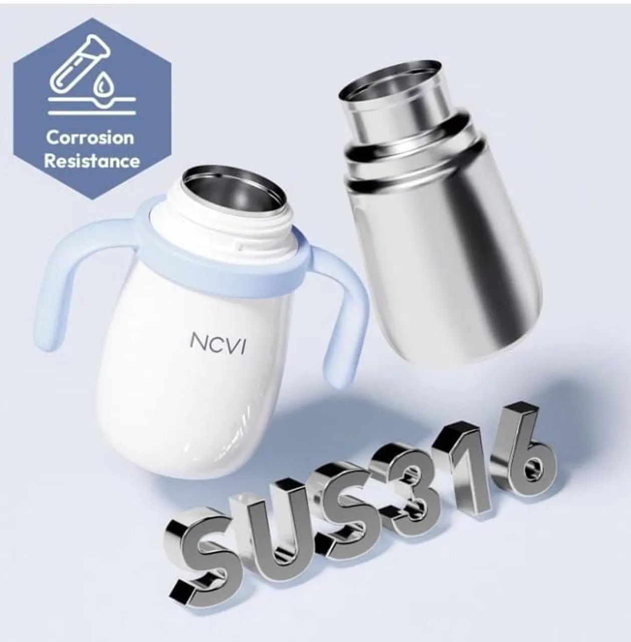 Copo com canudo NCVI em aço inoxidável à prova de derramamento com alça  - Foto 3