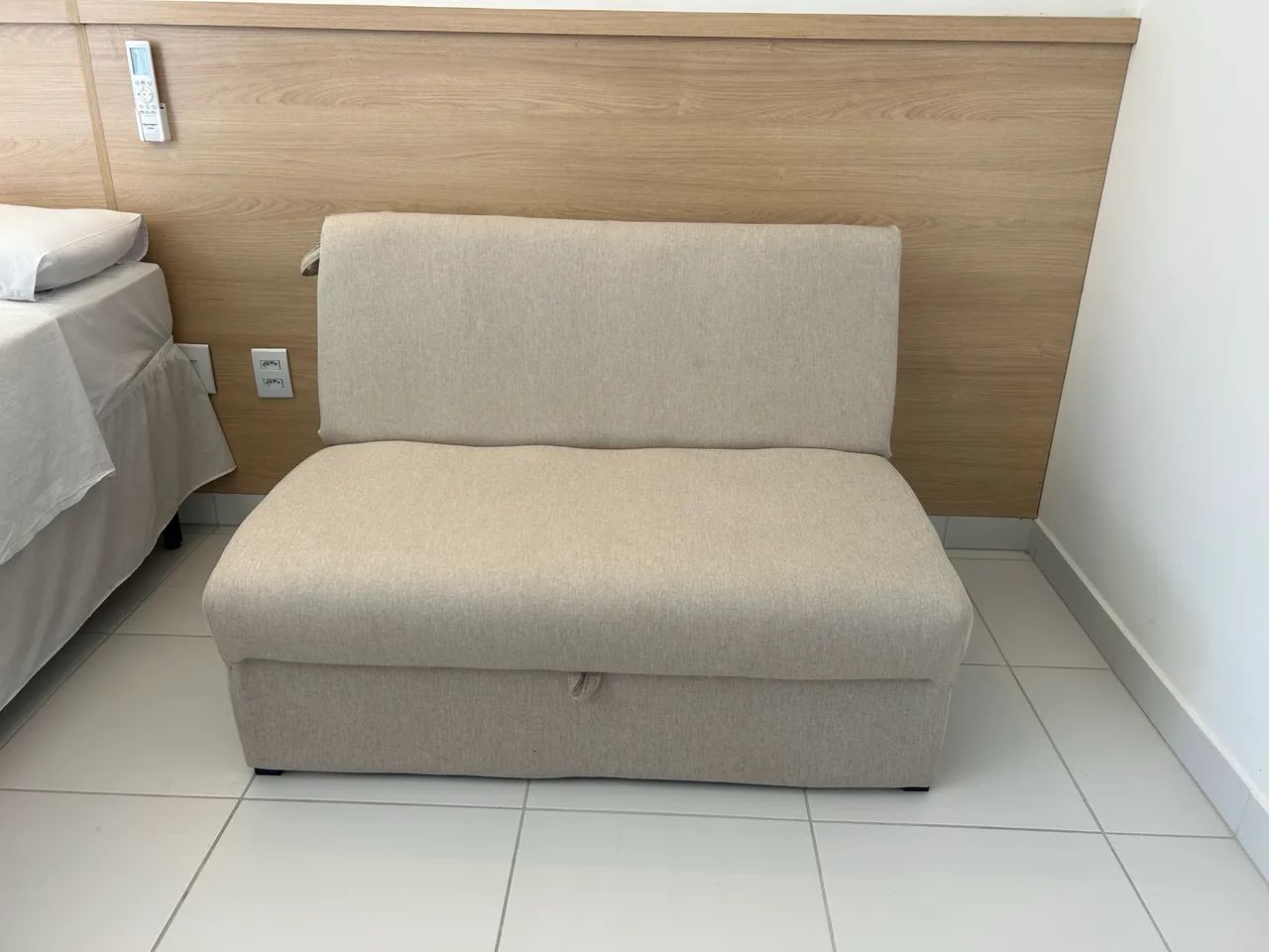 Sofá-cama 113cm Linho Bege