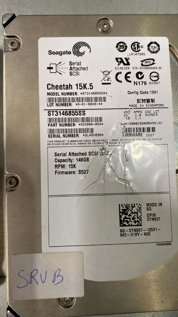 Lote 4 HDs SAS 146GB 15K RPM - Dell/Seagate Cheetah - Testados
