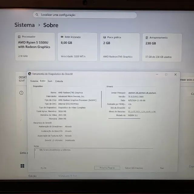 Notebook Lenovo Ryzen 5 5500U - 8Gb Ram - SSD - Foto 6