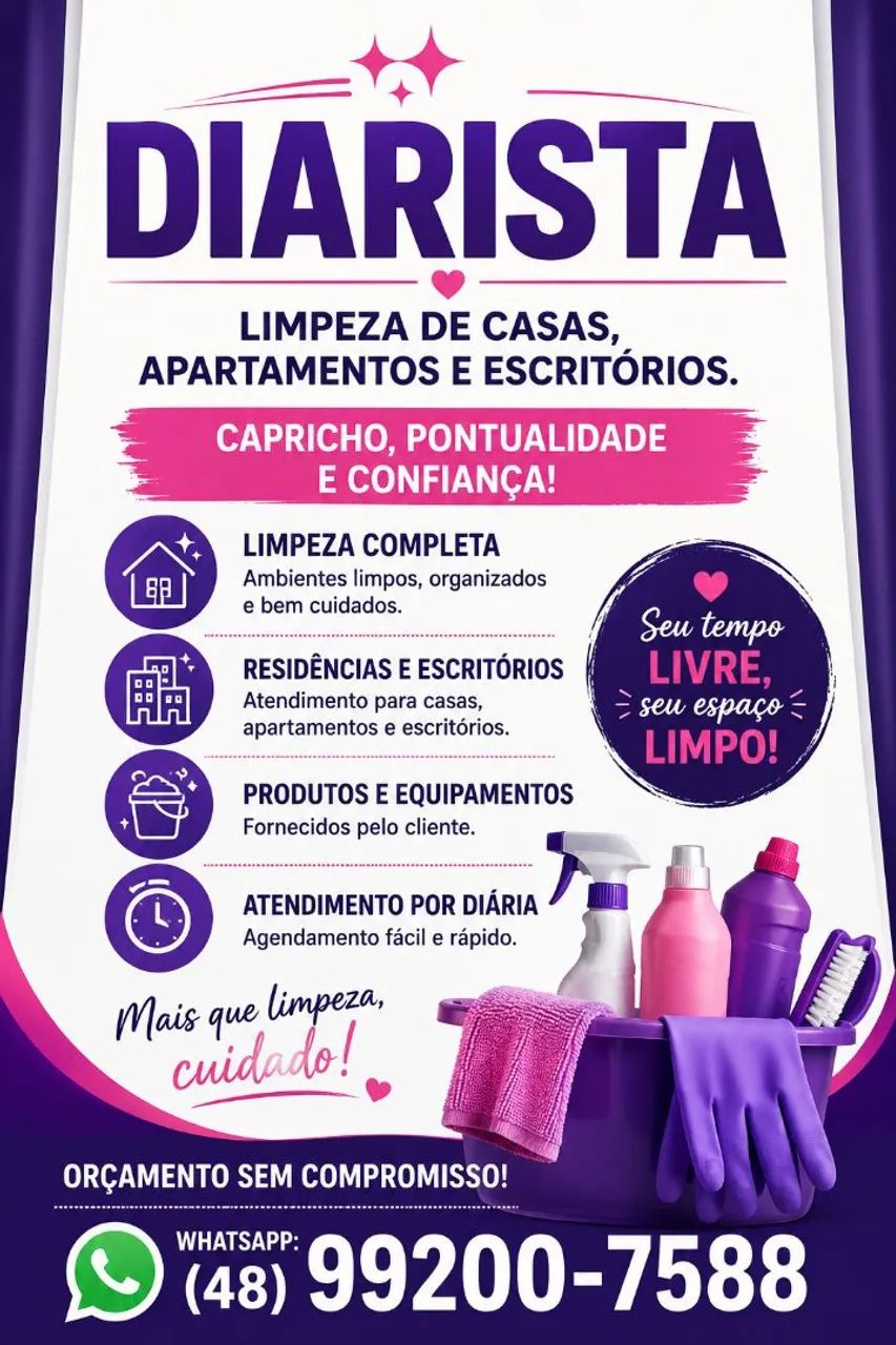 LIMPEZA DE CASAS, APARTAMENTOS E ESCRITÓRIOS