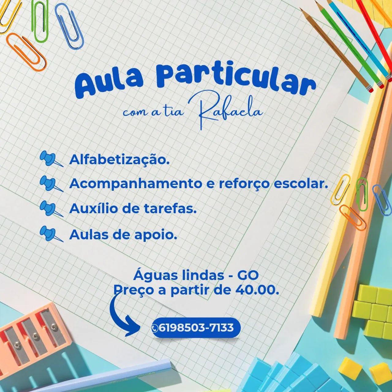 Aula de reforço escolar 1? ao 5 ? ano 