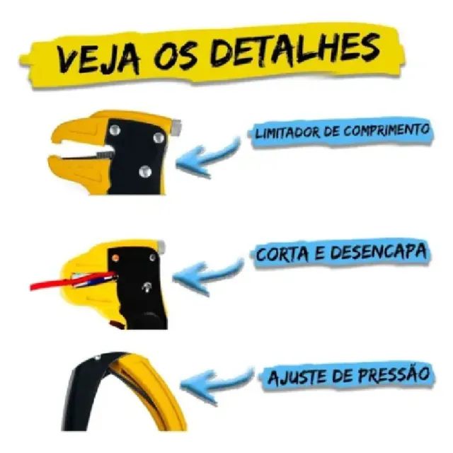 Alicate Decapador De Fio Desencapador Cabo 0,2 A 6mm Potente BOMVINK BOM-1705 - Foto 5
