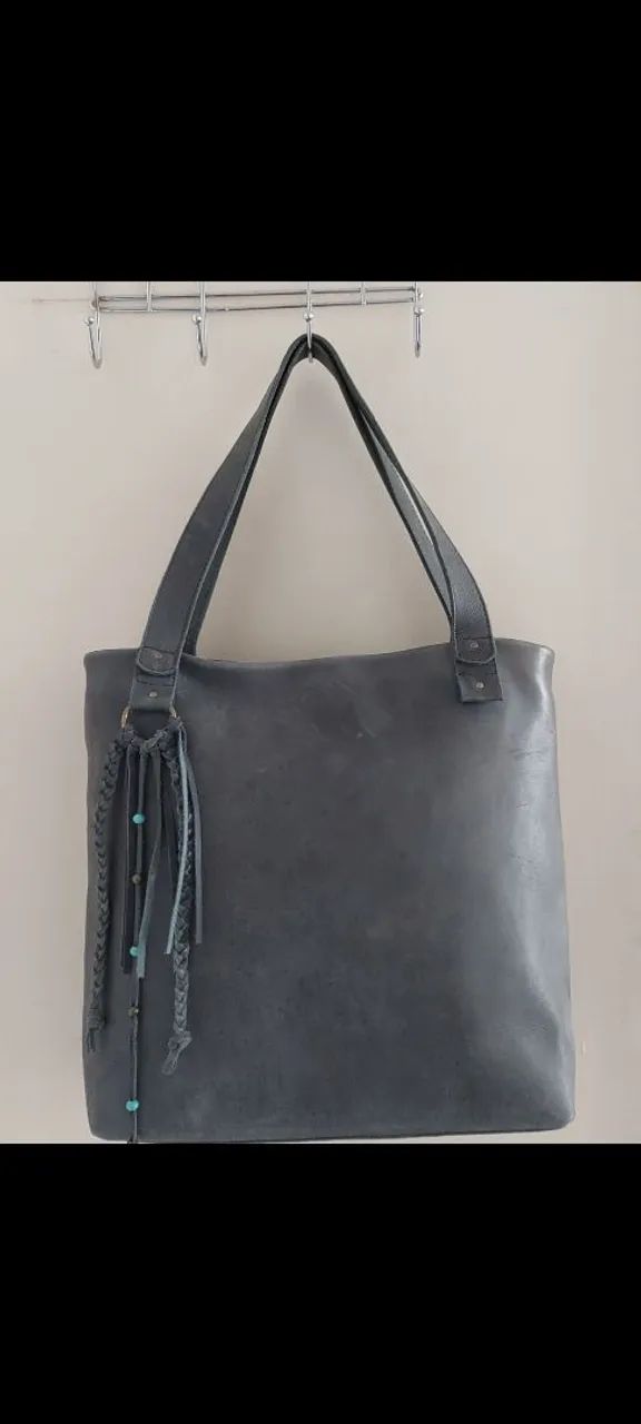Bolsa couro cinza -  Via Mia