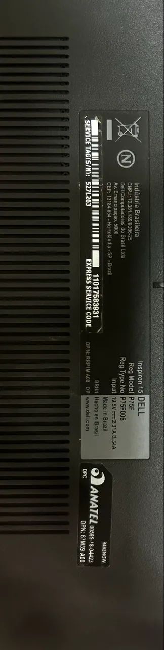 Computador  Dell Inspiron 15 P75F006. - Foto 2
