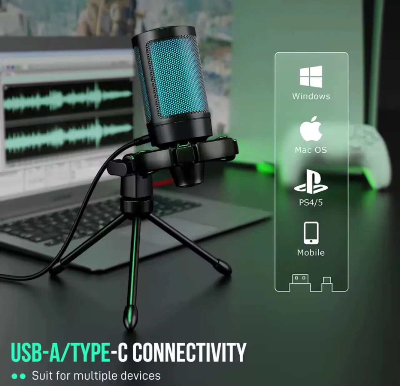 Microfone Fifine A2 Rgb Usb Condensador - Foto 2