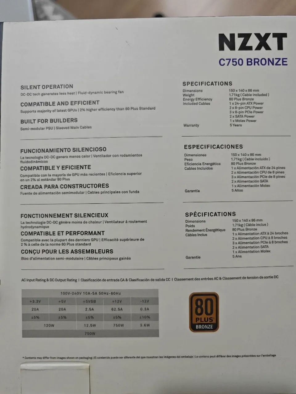 Fonte nzxt 750 bronze - Peças de Hardware - Vila Morangueira