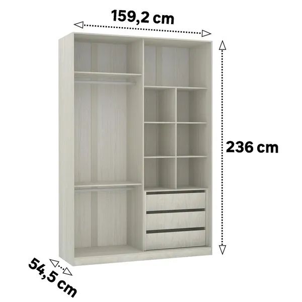 Closet modulado com 3 cavetas