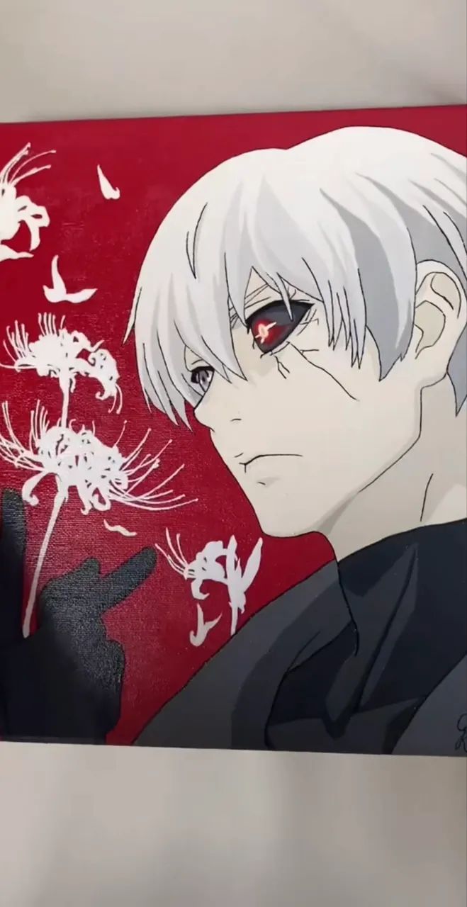 Quadro pintura kaneki-tonto ghoul 