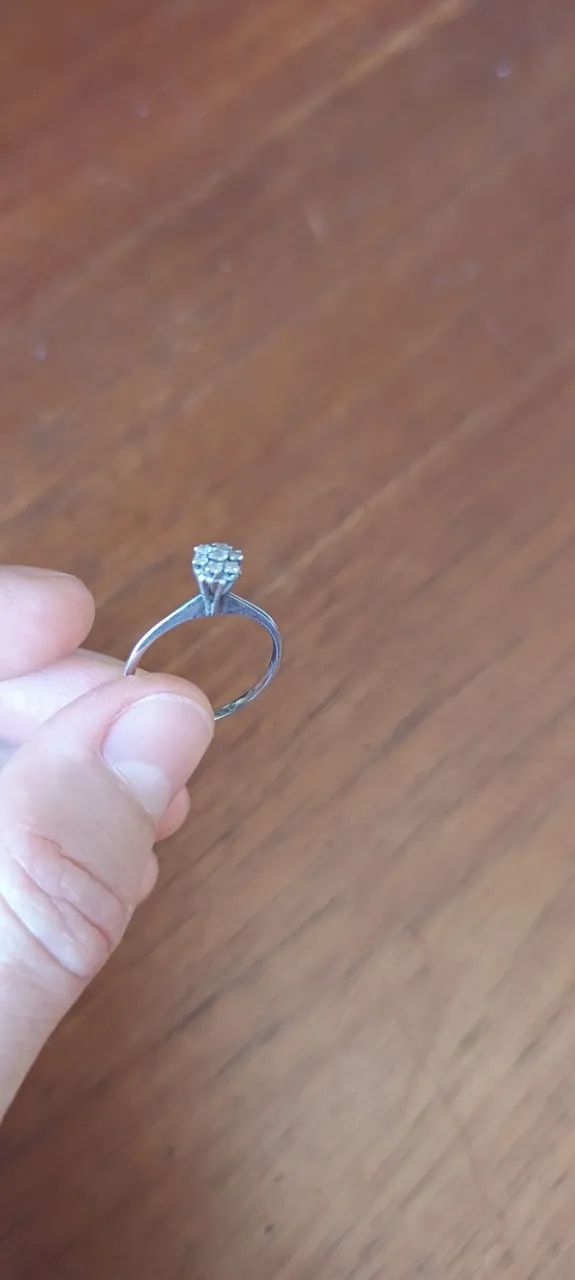 Anel ouro branco 18 k com chuveirinho de brilhantes  - Foto 5