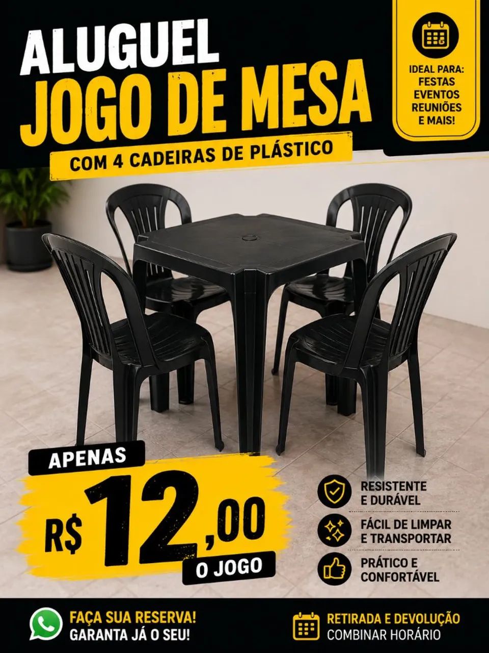 Mesa e Cadeiras para Eventos