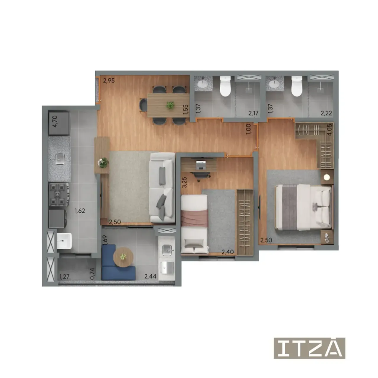 PLANTA 61m²