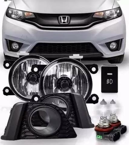 Kit Farol Milha Neblina Moldura Preta Honda Fit 2015 16 2017