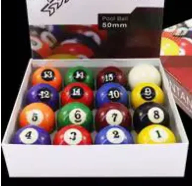 Jogo de bolas de bilhar numeradas de 50 mm com bolão