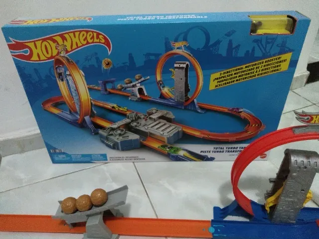 Hot Wheels Track Builder Pista de Brinquedo Caixa Grande De Acrobacias Com  Temática de Fogo