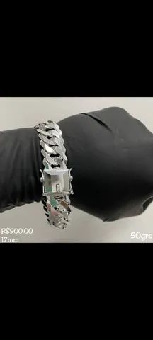 PULSEIRA DE ELO DUPLO 17MM "PRATA 925"