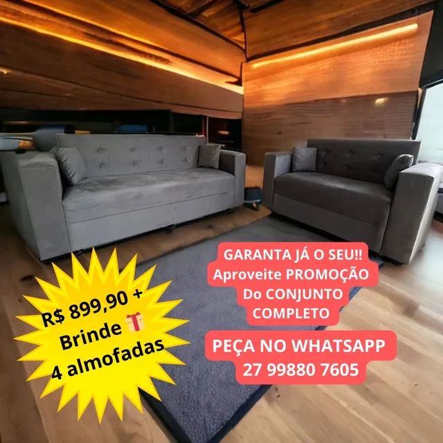  Sofá 3/2 lugares novos da Fábrica! Almofadas de BRINDE!