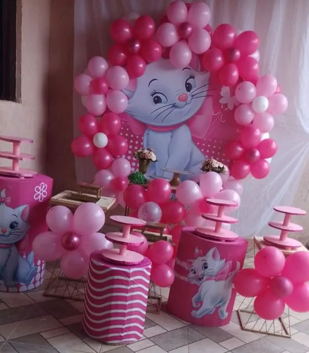 Kit Decoração Festa Infantil - Marie Gatinha - Foto 2