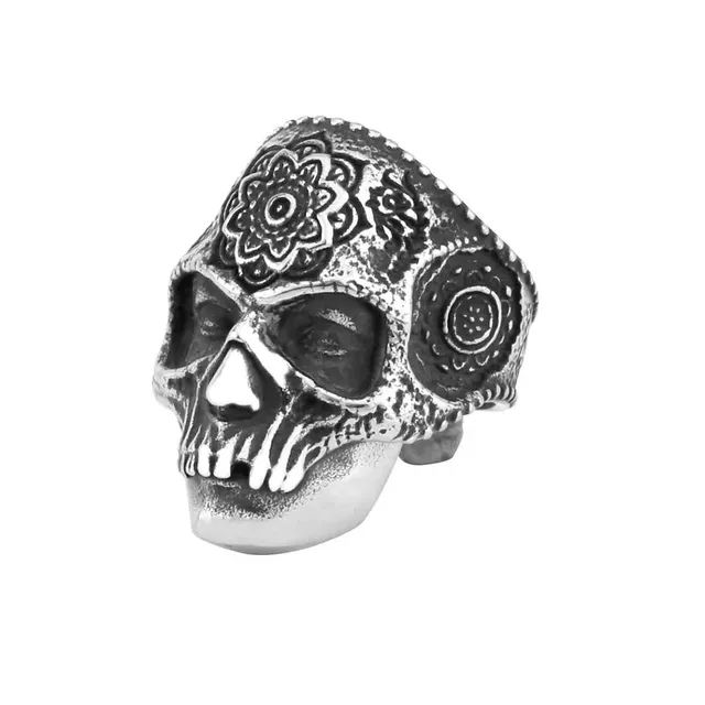 Anél de aço máscara caveira mexicana  - Foto 2