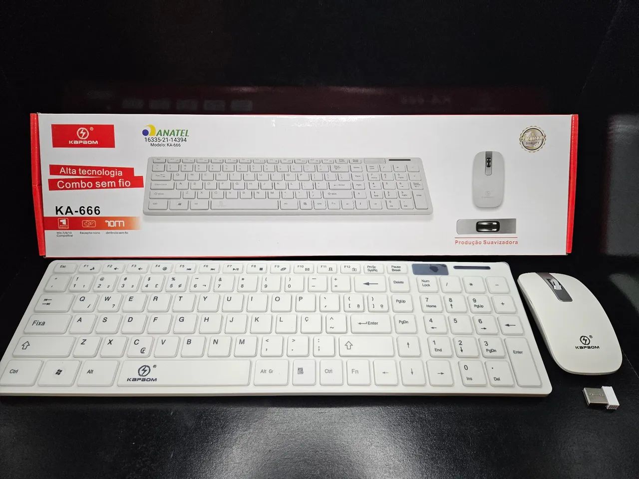 Kit Teclado e mouse sem fio branco