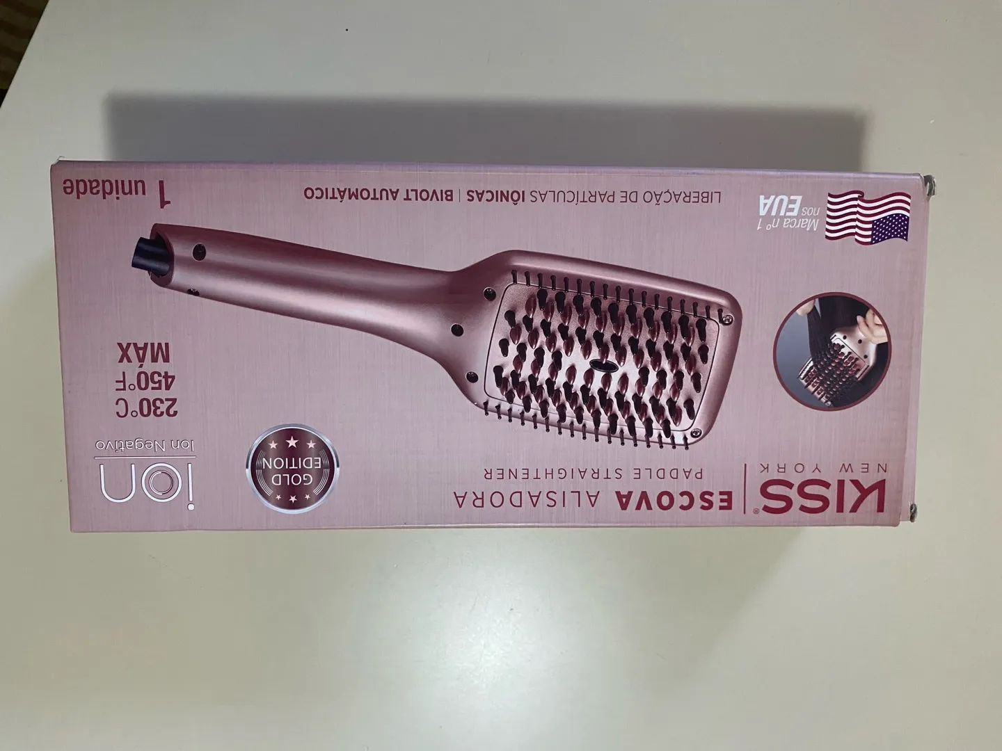 Kiss Escova Alisadora Paddle Arraiga-te Re - Gold Edition - Foto 3