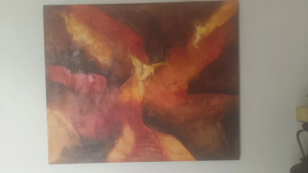 Tela Abstrato em Tons de Laranja e Marrom