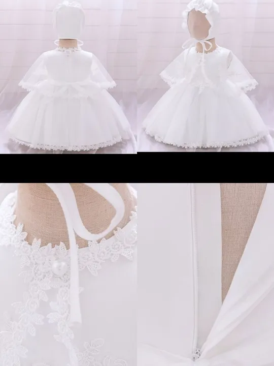 Vestido Luxo batizado Branco bebê 1 ano