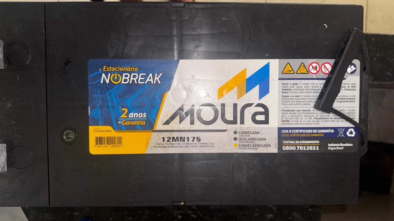 Bateria Moura Estacionária Nobreak 175 Ah