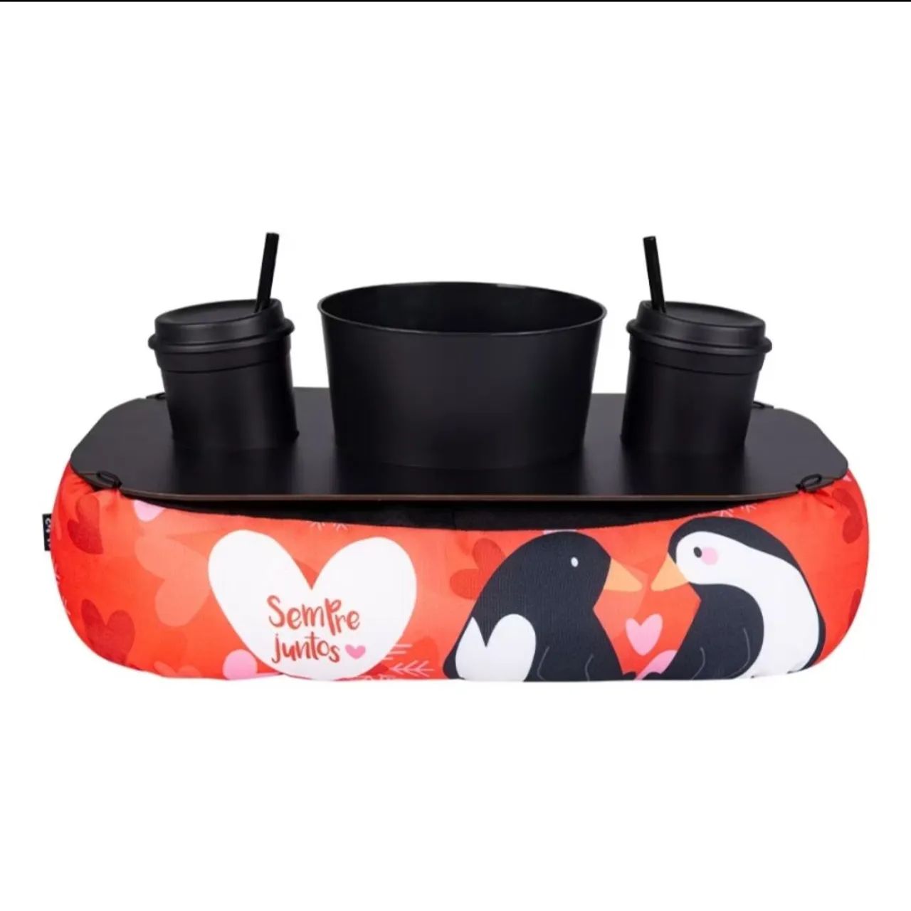 Bandeja de sofá para amantes de cinema com design de pinguins