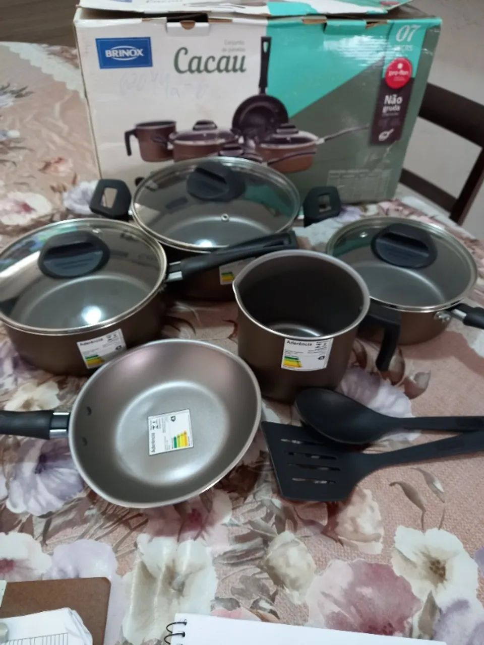 Conjunto de panelas Novas Brinox- Cacau 7 peças - antiaderente (ler toda a descrição)