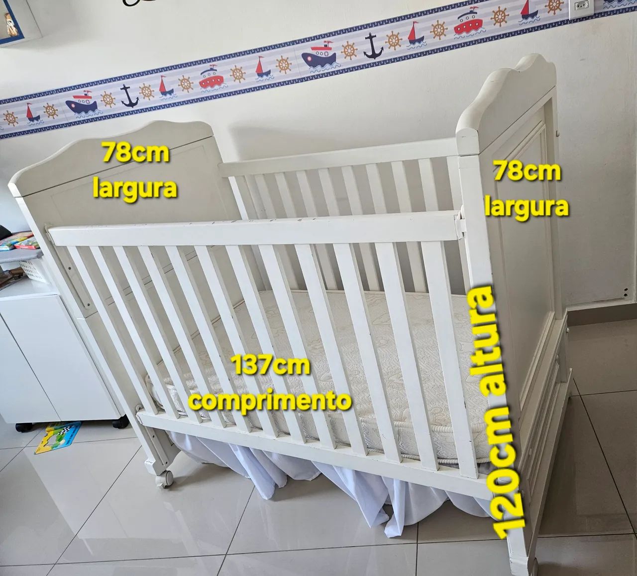 BERÇO VIRA CAMA MADEIRA MACIÇA 