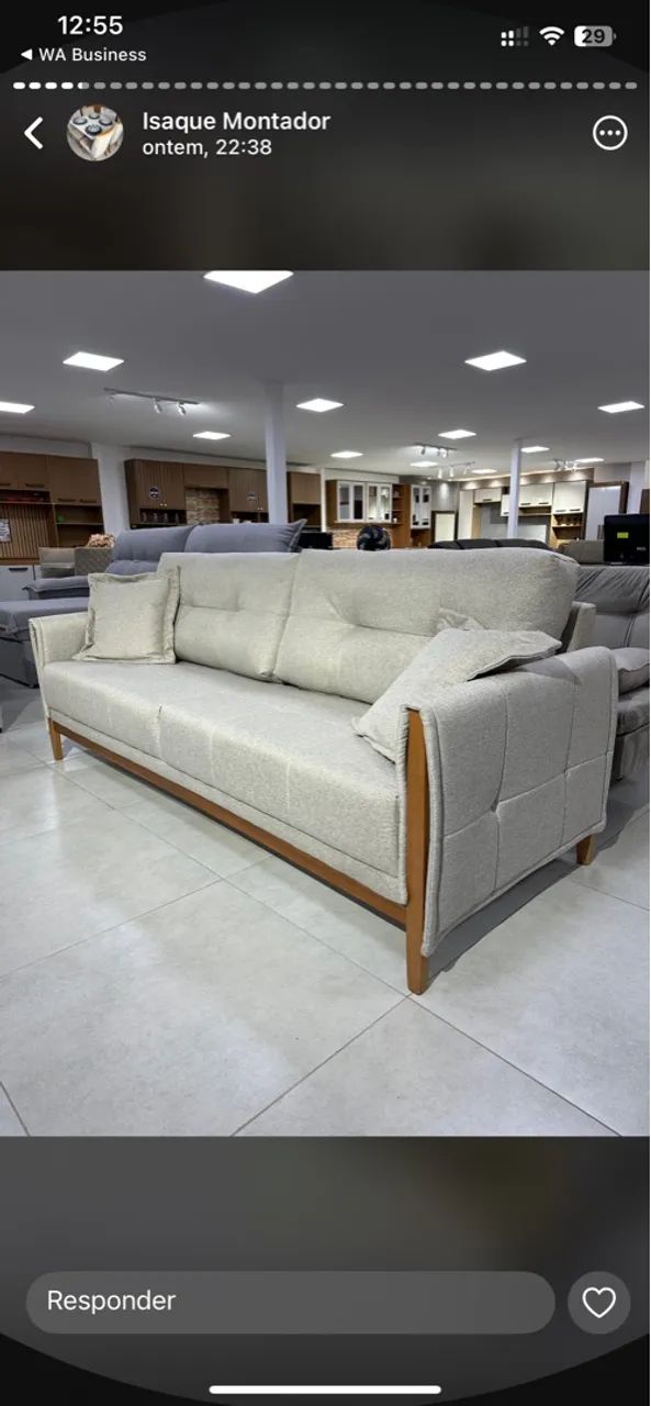 Sofá Fixo em Linho Espuma D33 Molas Bonel Pronta Entrega 