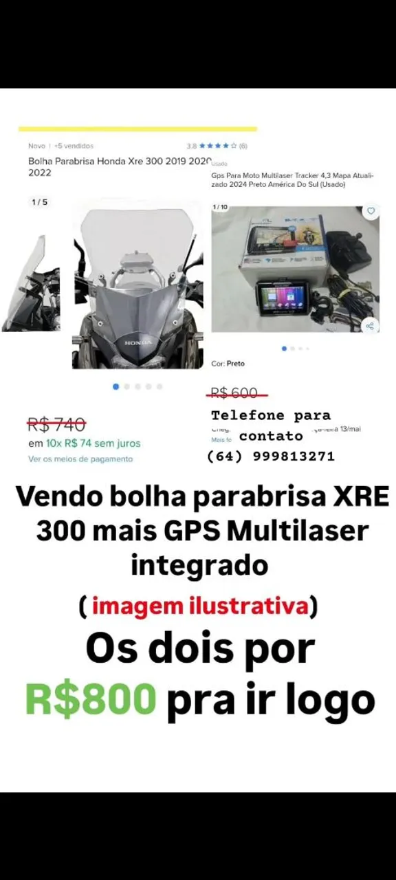 Bolha parabrisa XRE 300 + GPS Multilaser