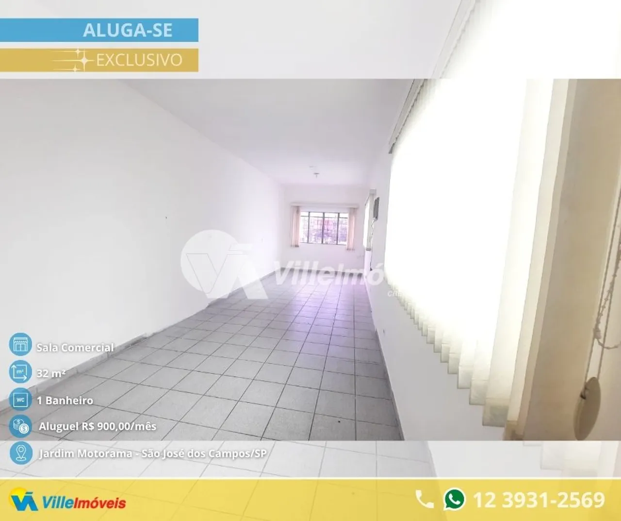 Sala para alugar, 32 m² por R$ 936,00/mês - Jardim Motorama - São José dos Campos/SP