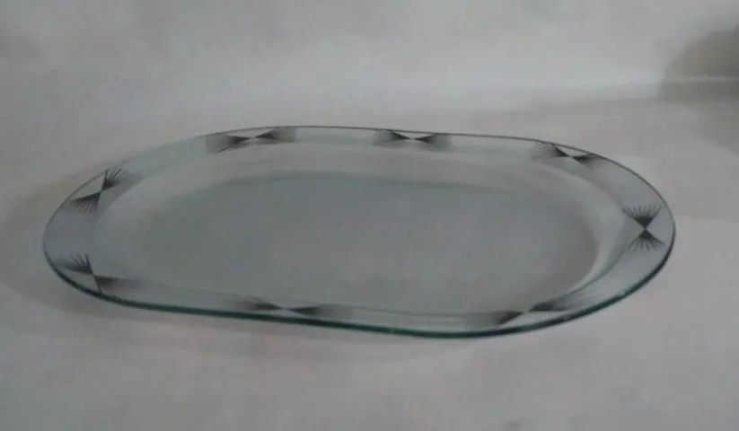 Travessa em Vidro Transparente - Estilo Oriental com estampa grafada, pontilhada - Foto 4