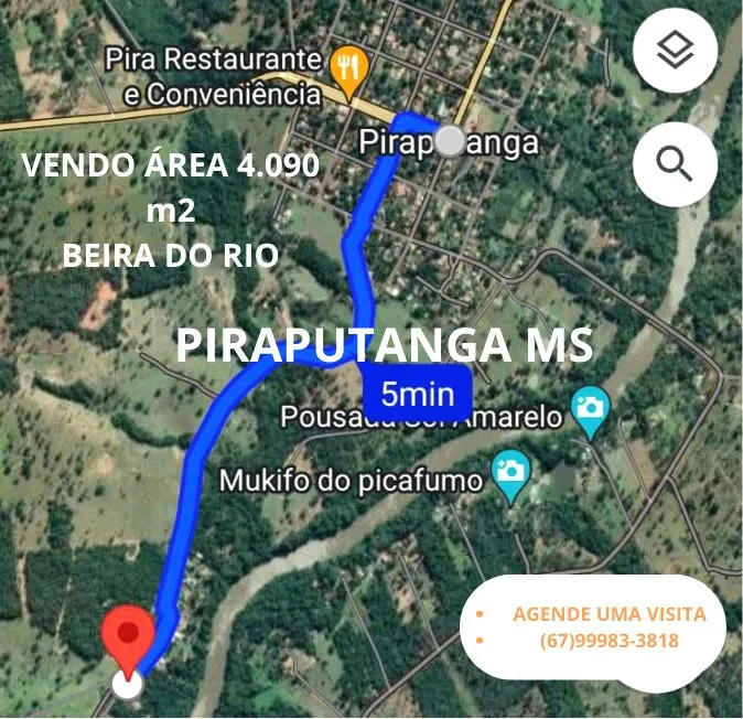 4.090 m2 Beira Rio. PIRAPUTANGA MS