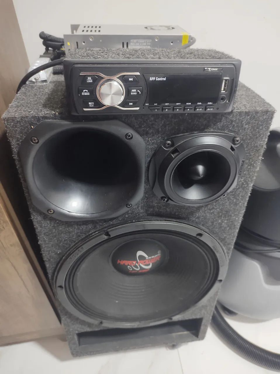 Caixa de Som Completa com Módulo, Corneta e Driver