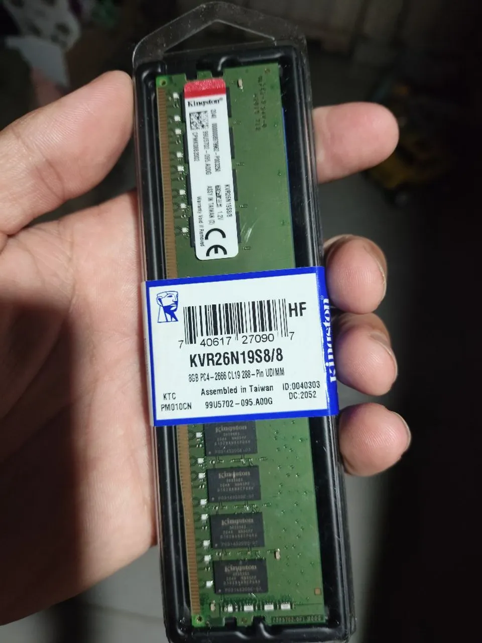 Memória RAM Kingston 8GB DDR4 2666MHz KVR26N19S8/8
