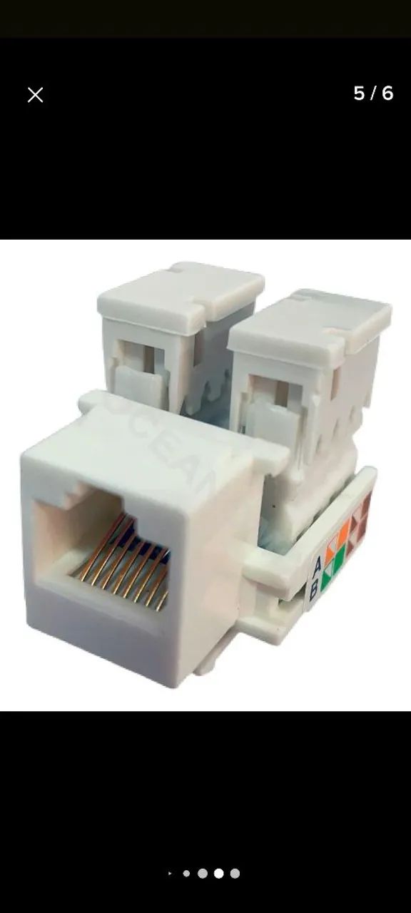 Conector fêmea Rj45utp keystone cat5e branco  - Foto 5