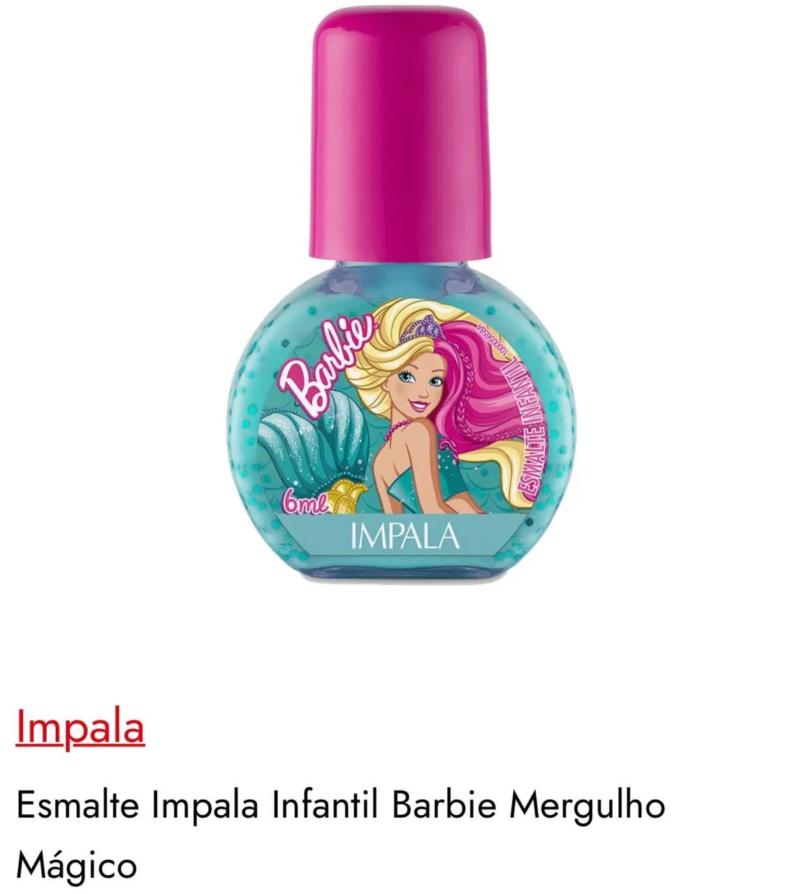 Esmalte Impala Barbie infantil rosa e verde água 