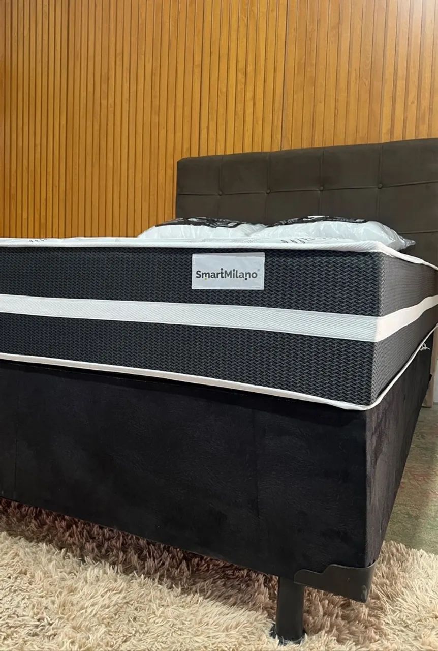 Cama Box Casal Base + Colchão Smart Milano 138x188