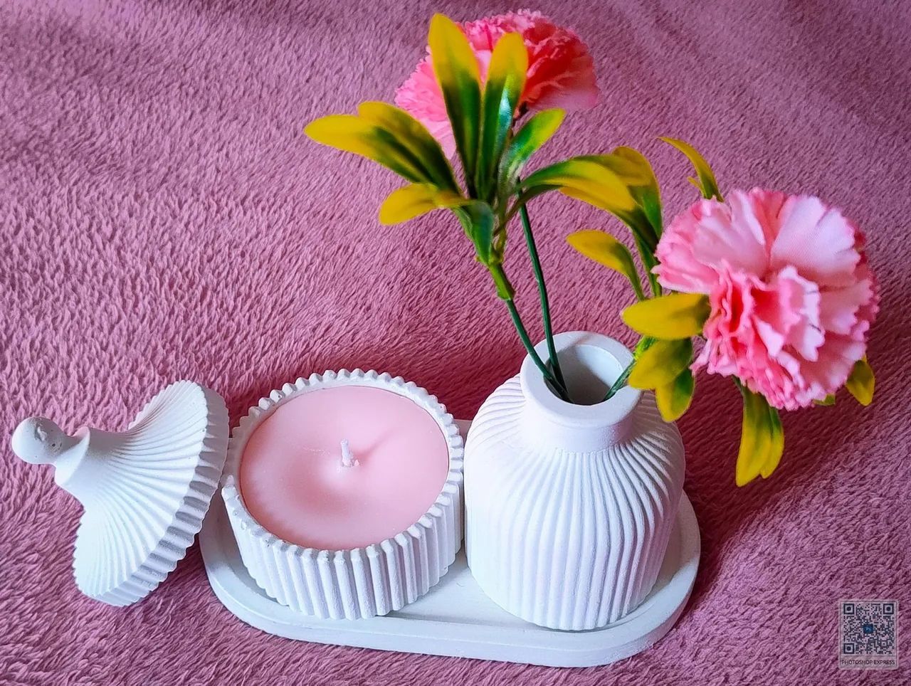 Kit decorativo com vela aromatica 