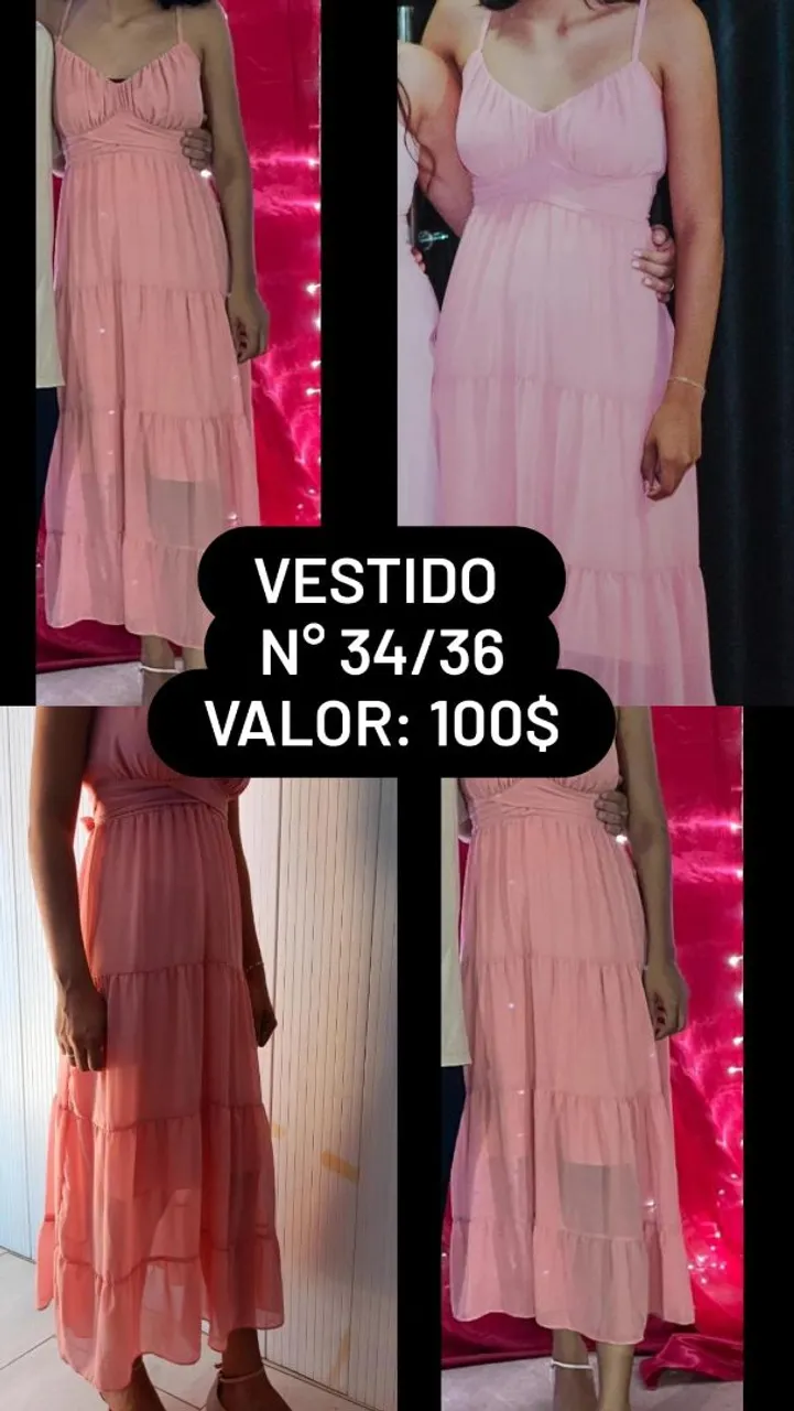 Vestido Rosa Leve e Elegante - Tamanho 34/36