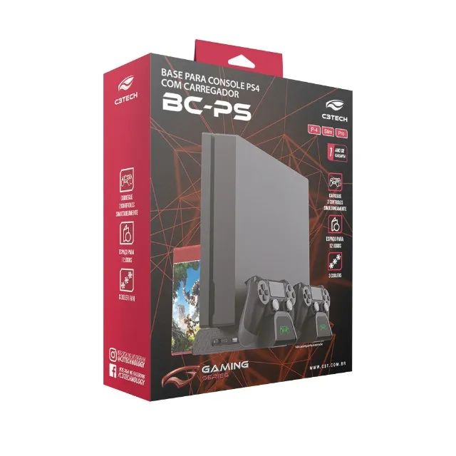 Base Para Console PS4 Com Carregador Para Controle BC-PS4