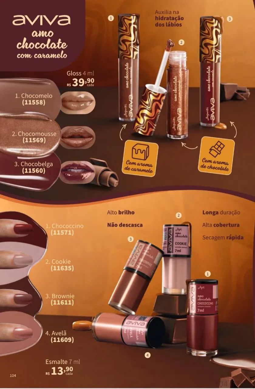 Gloss Labial + Esmalte EU AMO CHOCOLATE COM CARAMELO ( DIVERSOS)