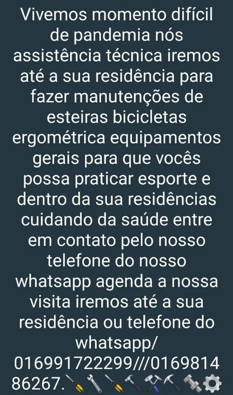 Manutenção de esteiras e bicicletas ergométricas