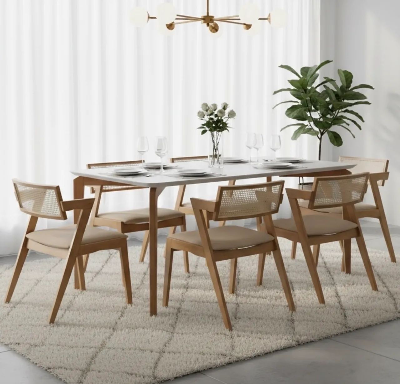 Mesa de Jantar Exclusive com 6 Cadeiras Madeira tt44