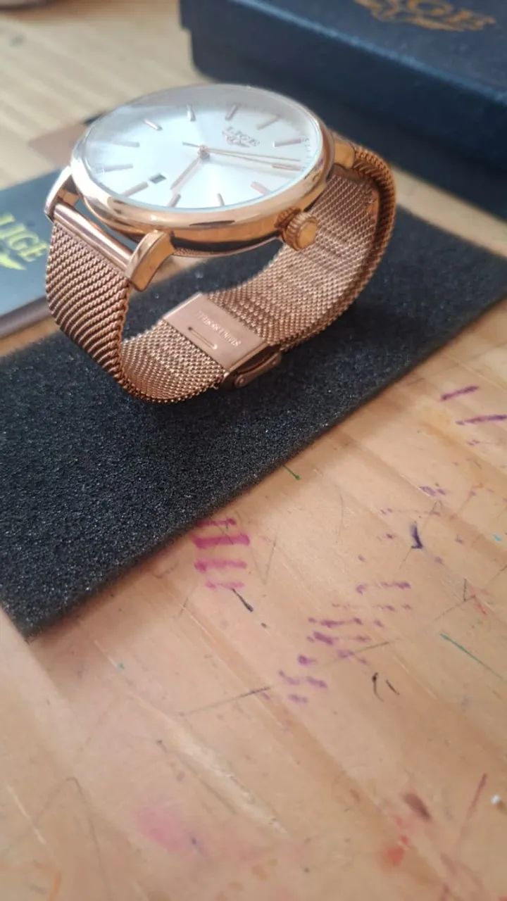 Relógio feminino LIGE dourado - Foto 2