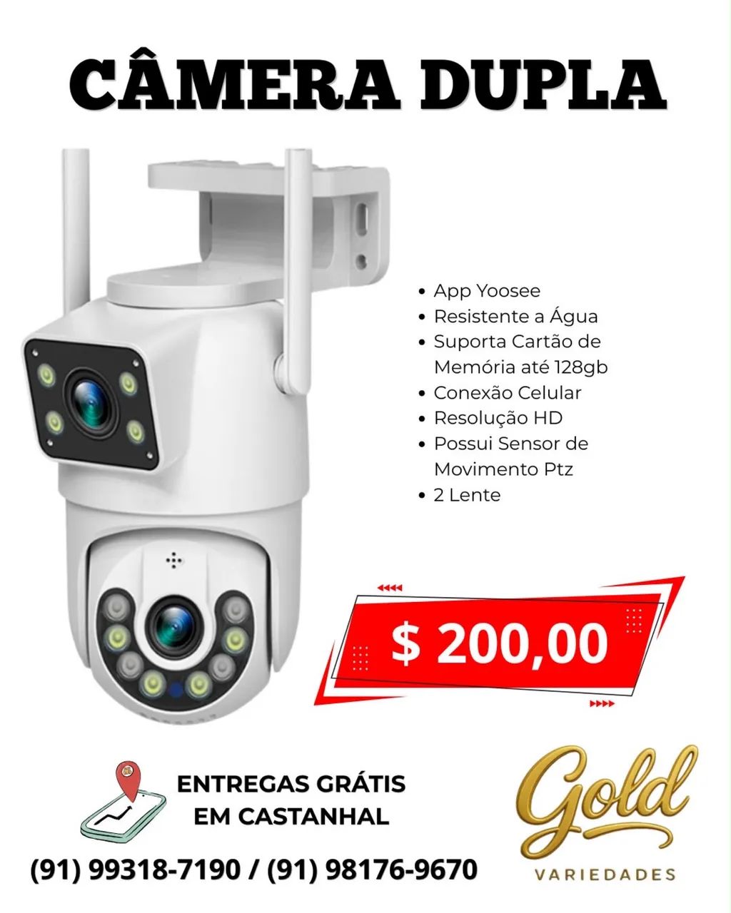 Câmera Wi-Fi 2 lentes 