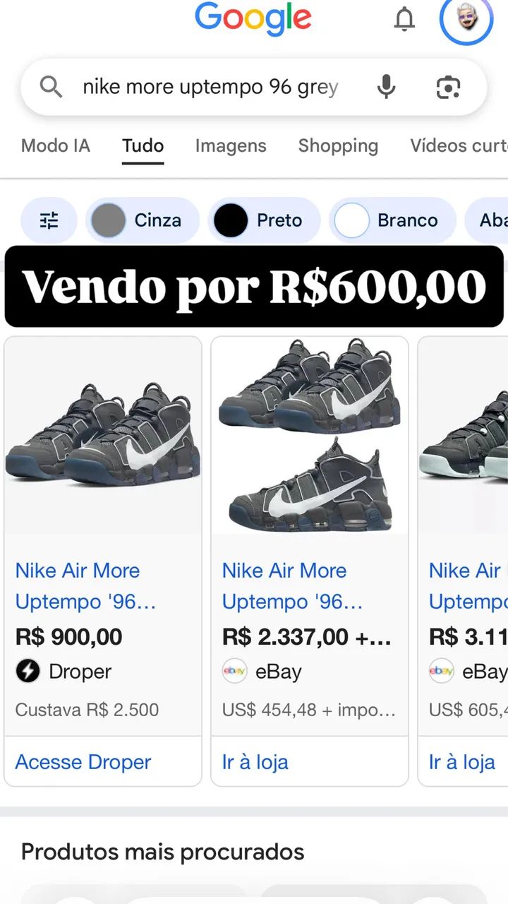 Nike more up tempo 96 grey